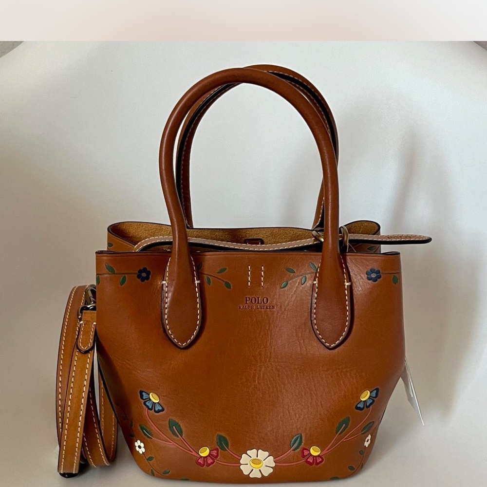 Polo by Ralph Lauren Tan Small Floral Tote Bag - Picture 3 of 4